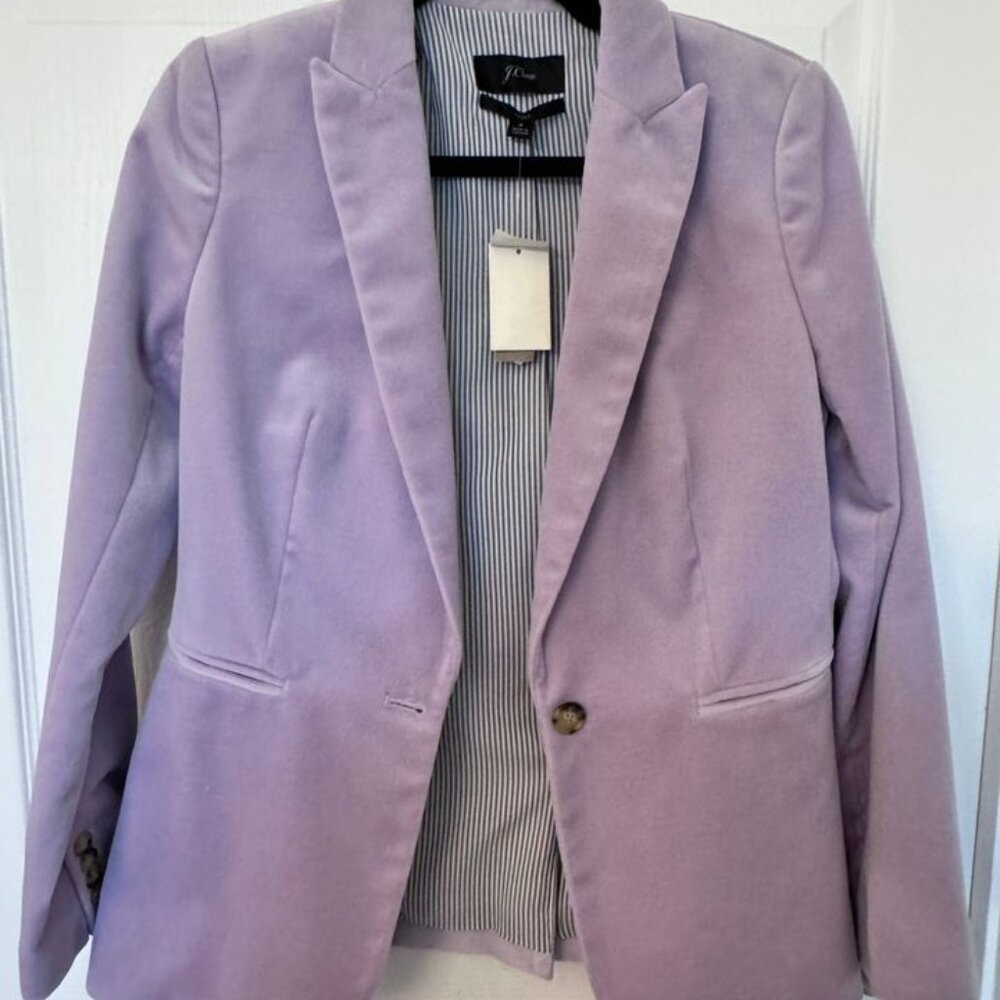 NWT J.Crew Parka Velvet Blazer in Liliac (Smoky Wisteria) Size 2